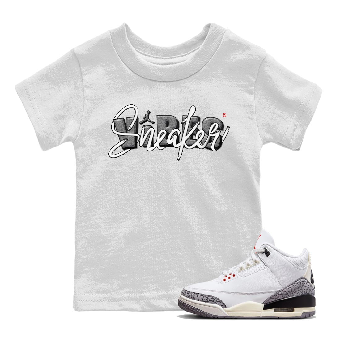 snkmatch Vibes Kids Tops - Air Jordan 3 White Cement