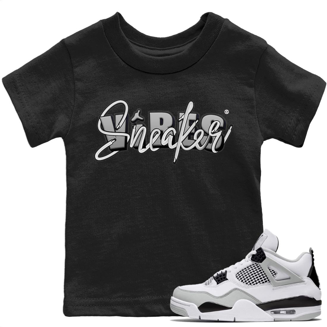 snkmatch Vibes Kids Tops - Air Jordan 4 Military Black