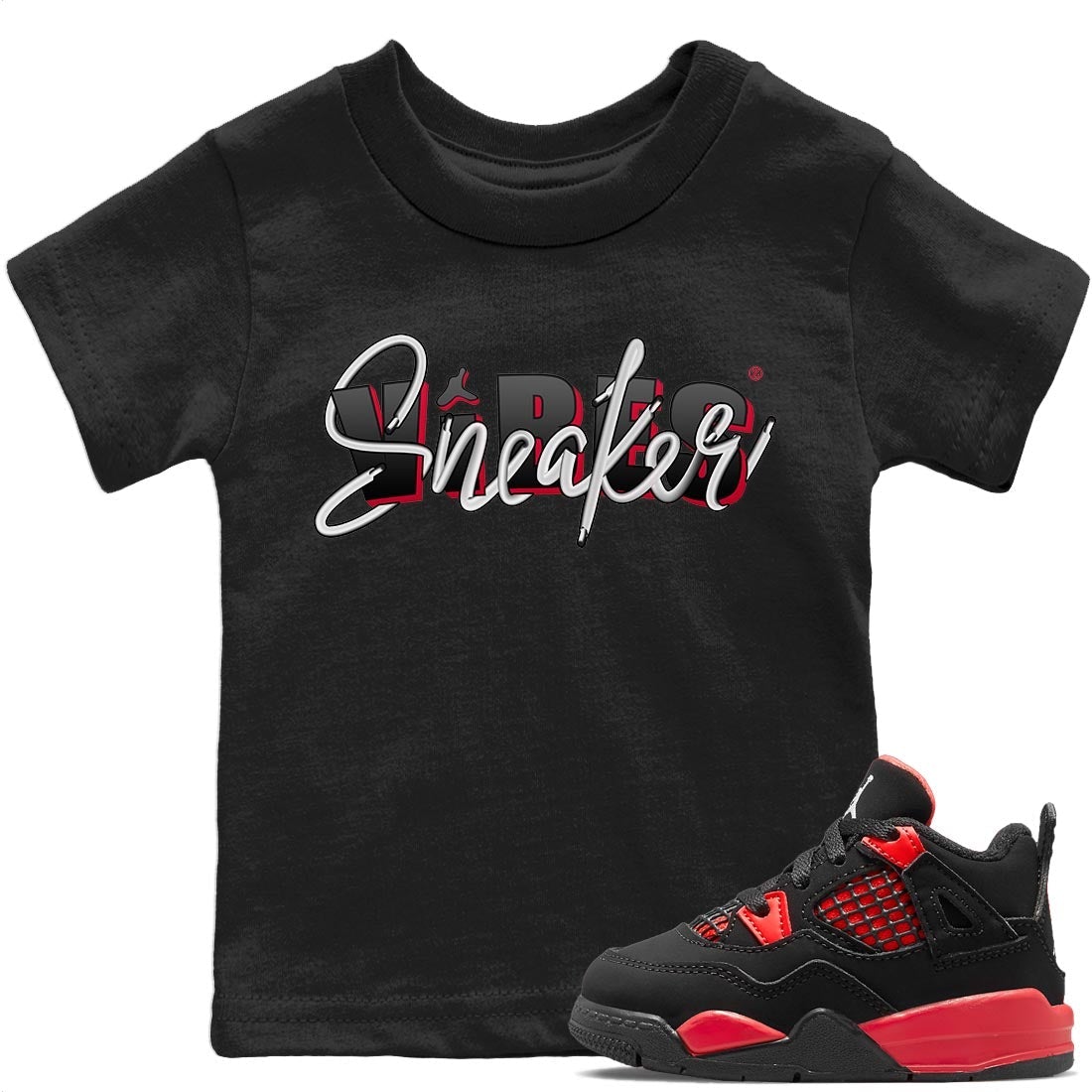 snkmatch Vibes Kids Tops - Air Jordan 4 Red Thunder