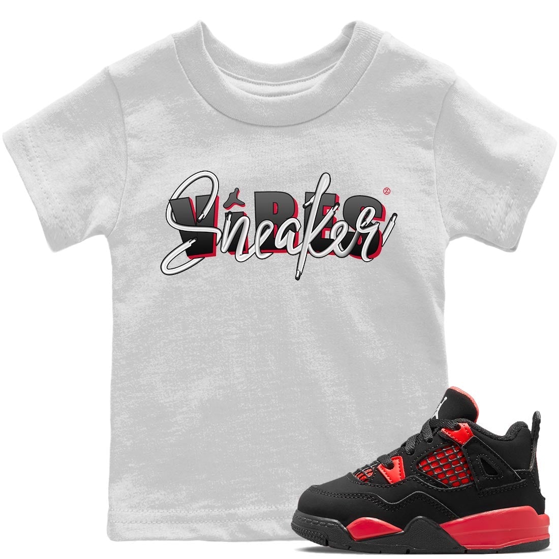 snkmatch Vibes Kids Tops - Air Jordan 4 Red Thunder