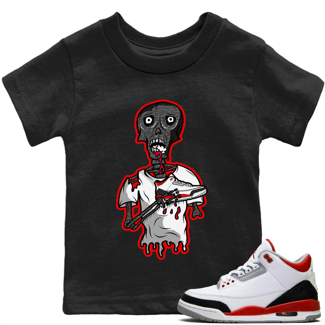 snkmatch Zombie Kids Tops - Air Jordan 3 Fire Red