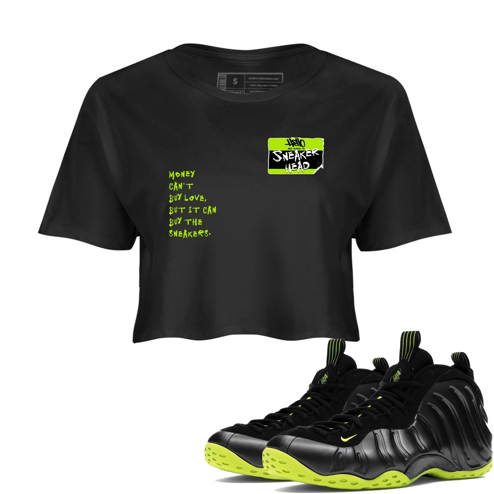 snkmatch Badge snkmatch Women's Top - Air Foamposite One Black Volt