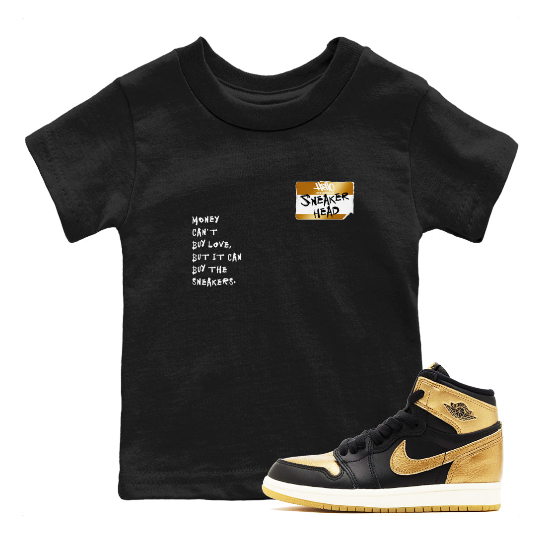 snkmatch Badge snkmatch Tees Kids - Air Jordan 1 Black Metallic Gold
