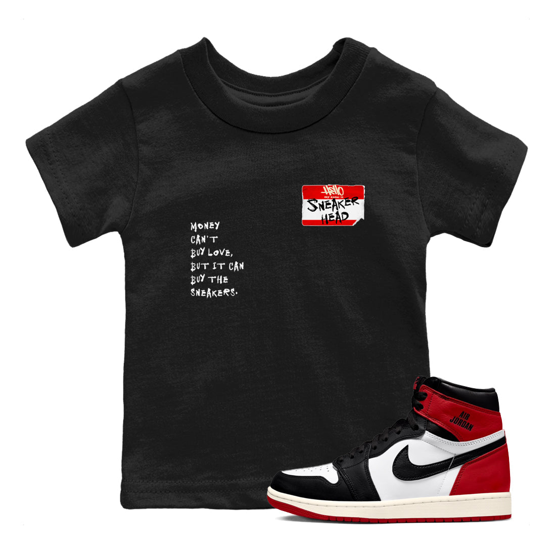 snkmatch Badge snkmatch Tees Kids - Air Jordan 1 Black Toe Reimagined