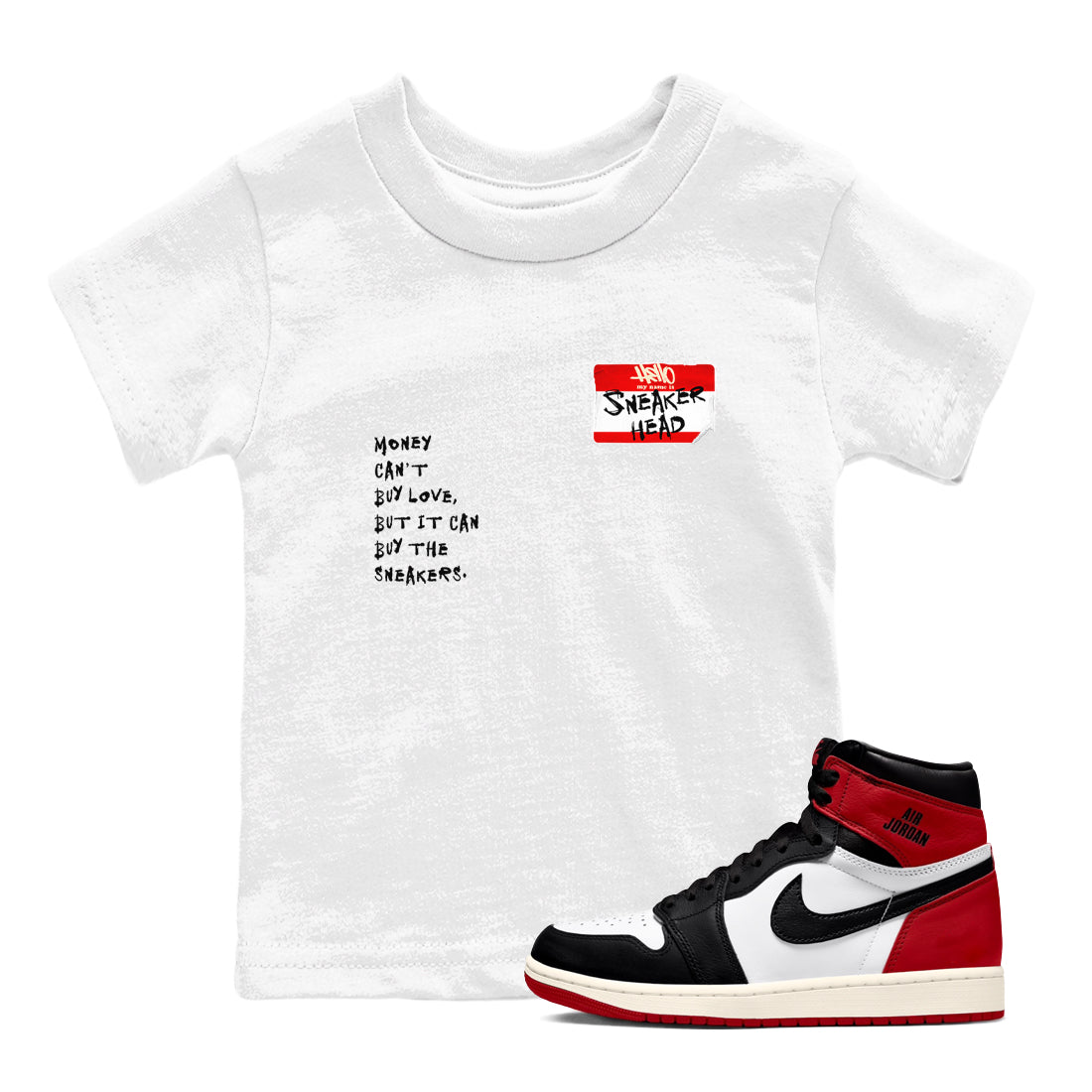 snkmatch Badge snkmatch Tees Kids - Air Jordan 1 Black Toe Reimagined
