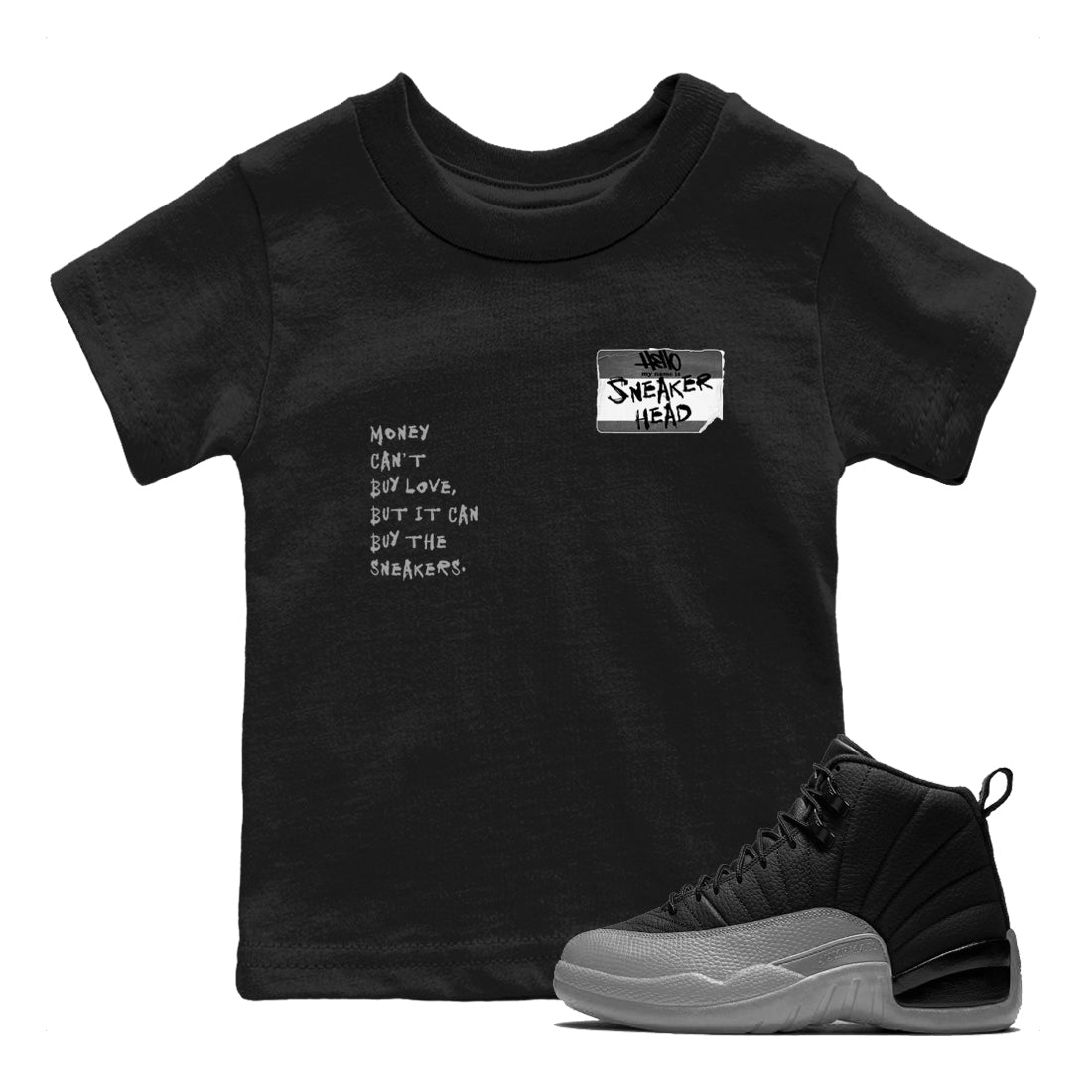 snkmatch Badge snkmatch Tees Kids - Air Jordan 12 Black Wolf Grey