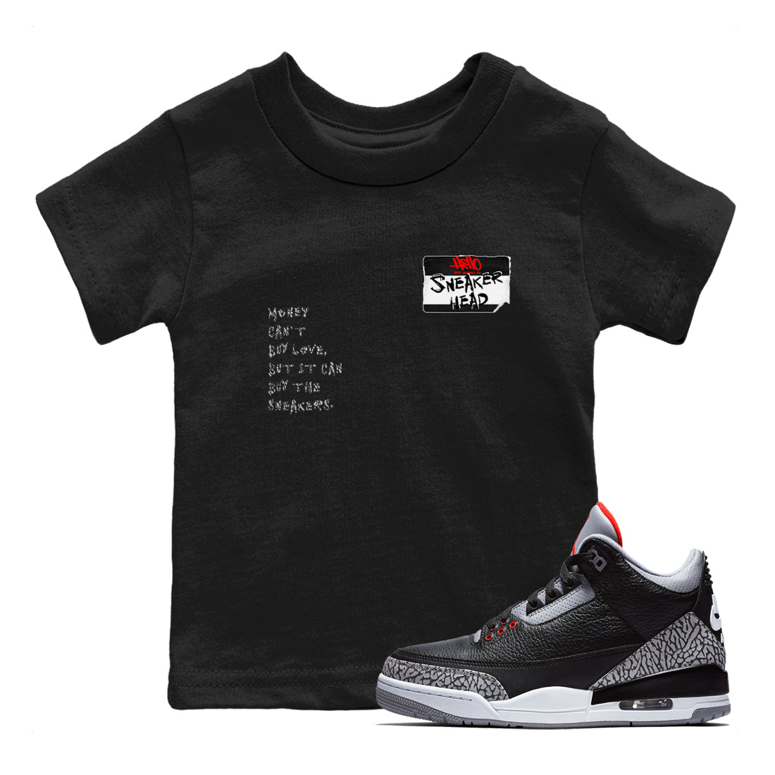 snkmatch Badge snkmatch Tees Kids - Air Jordan 3 Black Cement