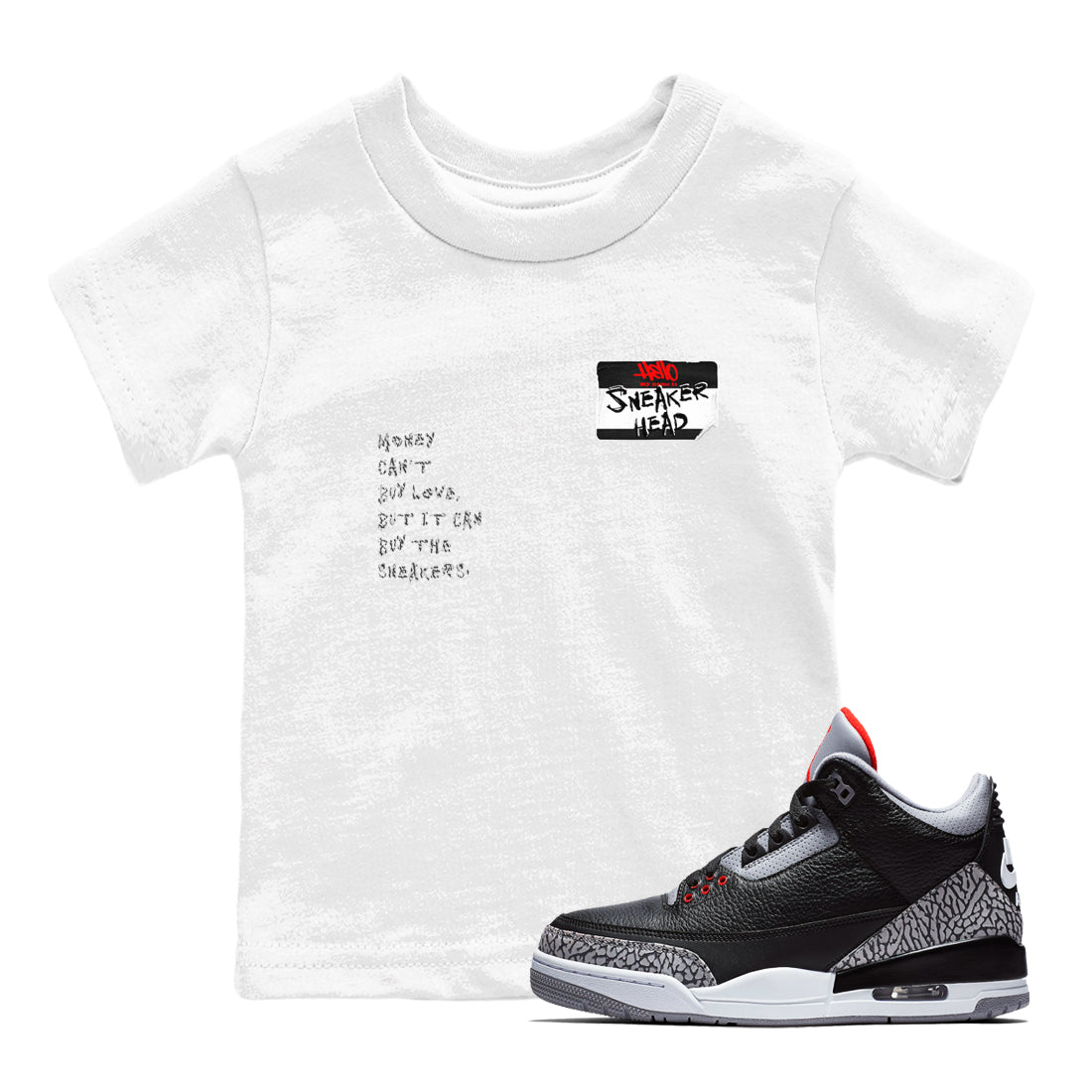 snkmatch Badge snkmatch Tees Kids - Air Jordan 3 Black Cement