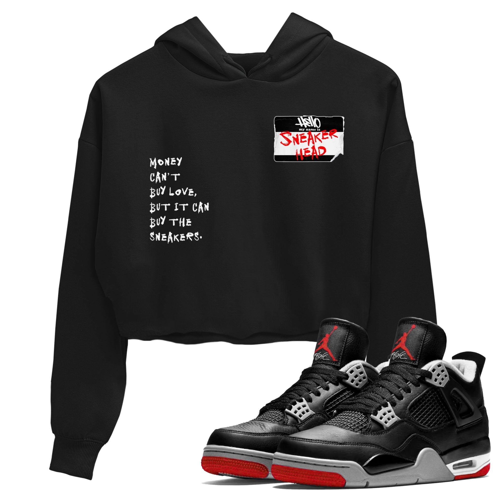 Sneakerhead Badge SNRT Sneaker Women's Top - Air Jordan 4 Bred Reimagined