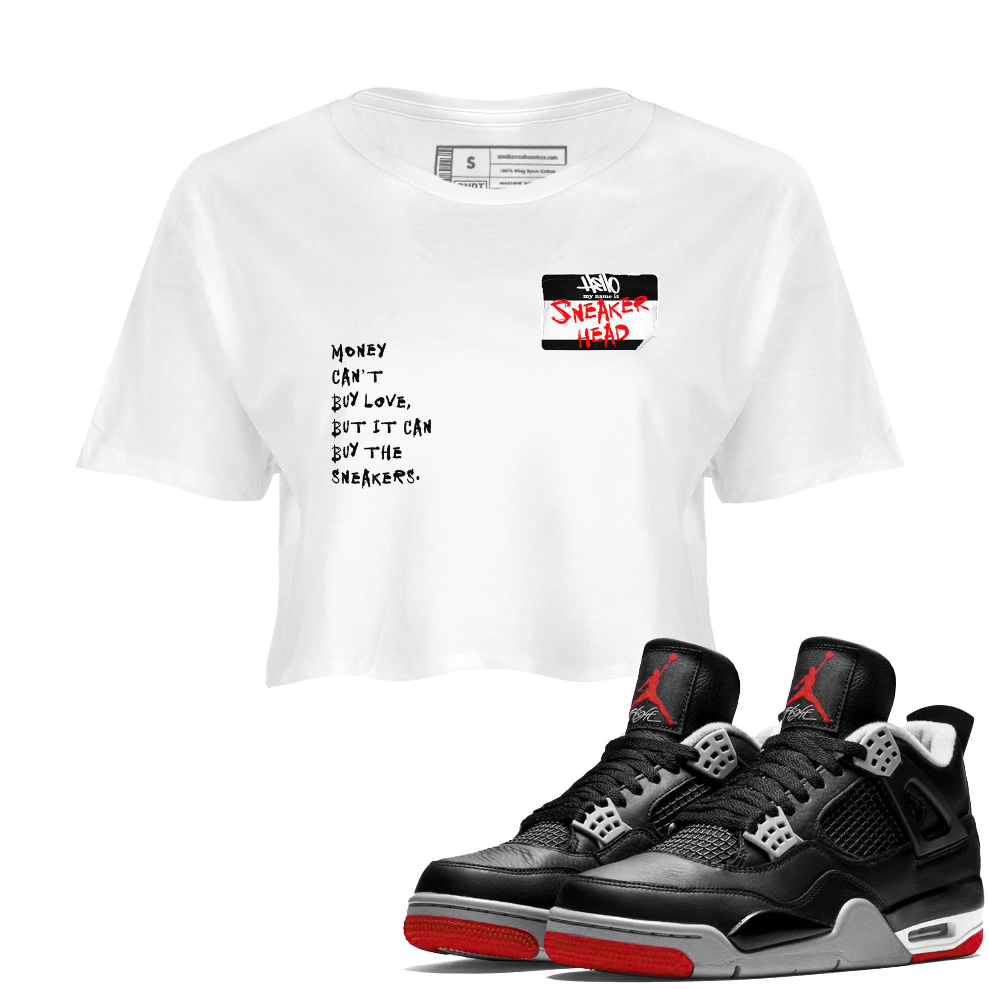 Sneakerhead Badge SNRT Sneaker Women's Top - Air Jordan 4 Bred Reimagined