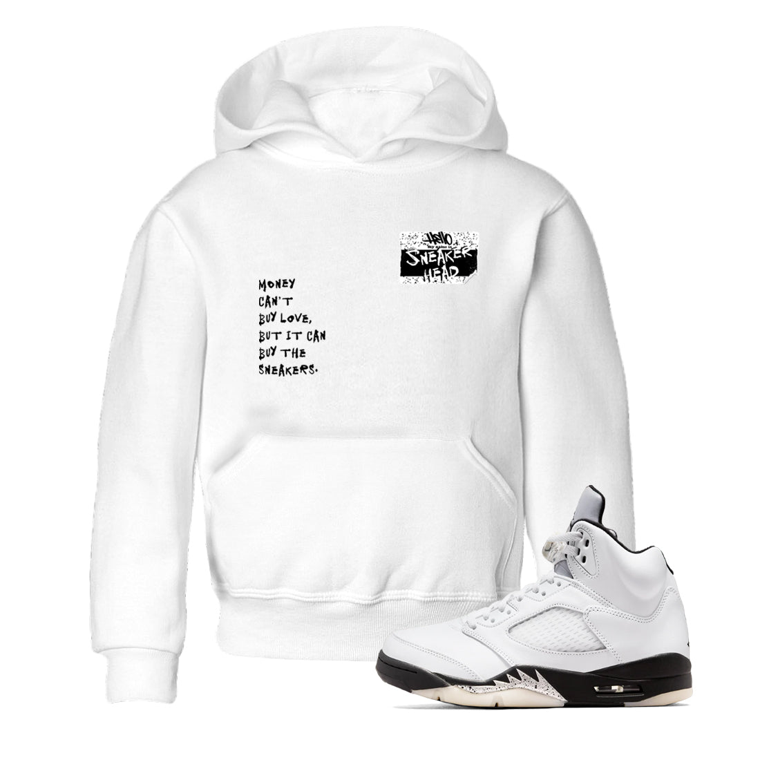 snkmatch Badge snkmatch Tees Kids - Air Jordan 5 White Black