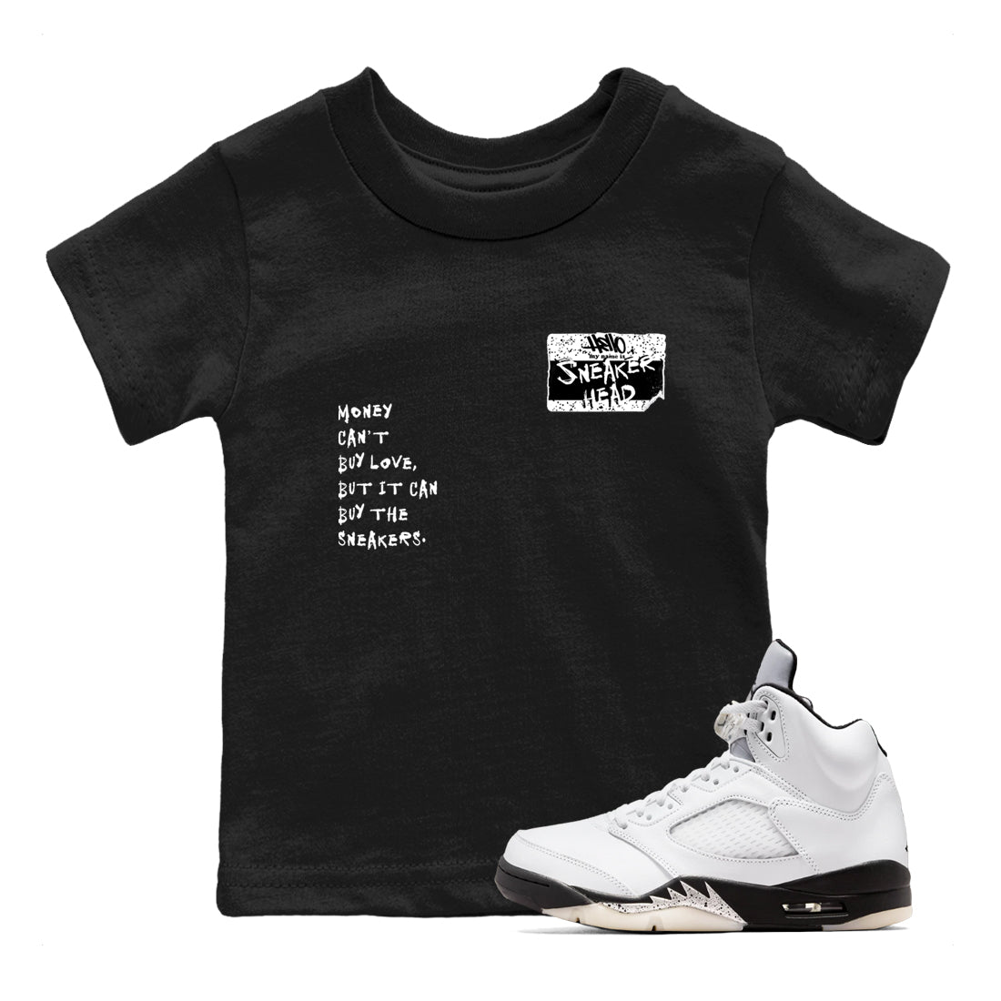 snkmatch Badge snkmatch Tees Kids - Air Jordan 5 White Black