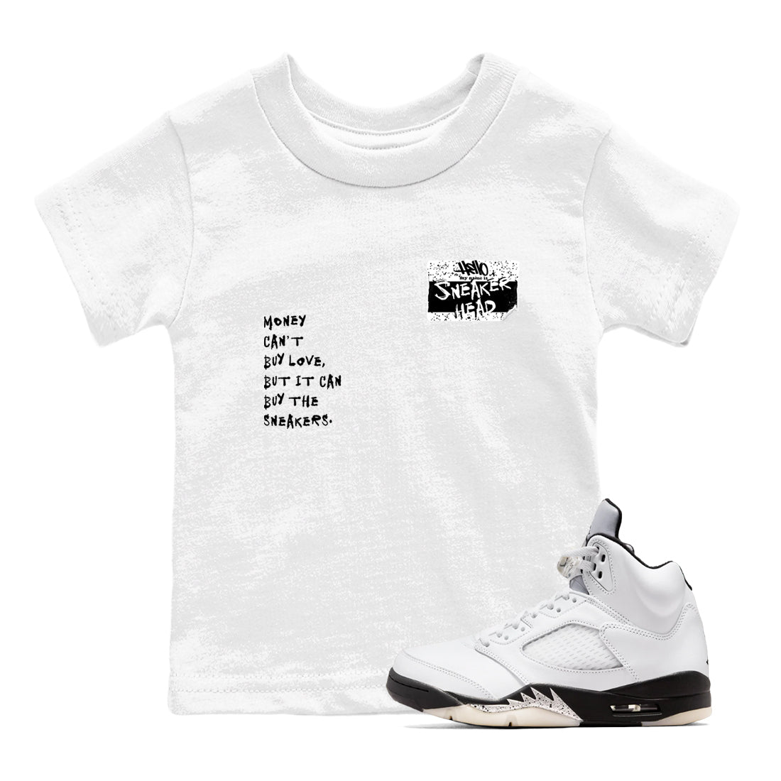 snkmatch Badge snkmatch Tees Kids - Air Jordan 5 White Black
