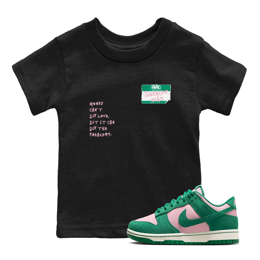 snkmatch Badge snkmatch Tees Kids - Dunk Medium Soft Pink Malachite