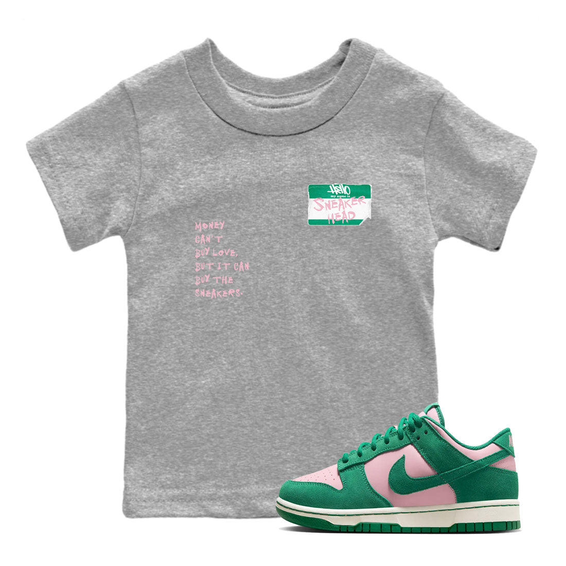 snkmatch Badge snkmatch Tees Kids - Dunk Medium Soft Pink Malachite