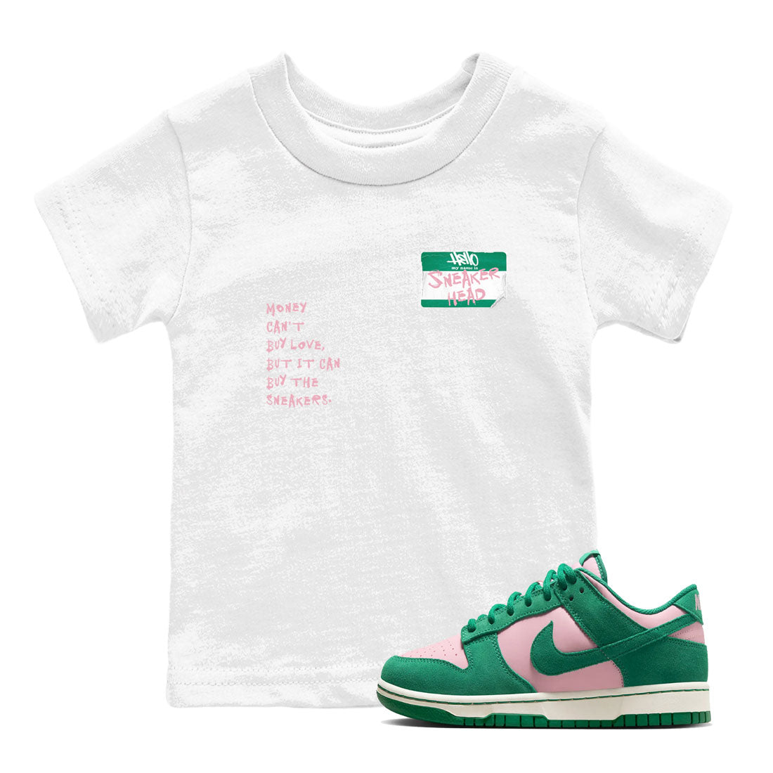snkmatch Badge snkmatch Tees Kids - Dunk Medium Soft Pink Malachite