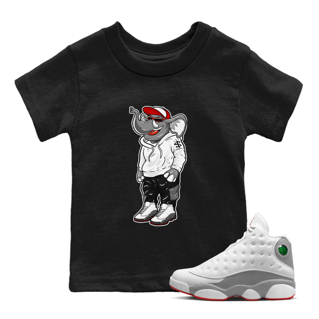 snkmatch Elephant Kids Tops - Air Jordan 13 Wolf Grey