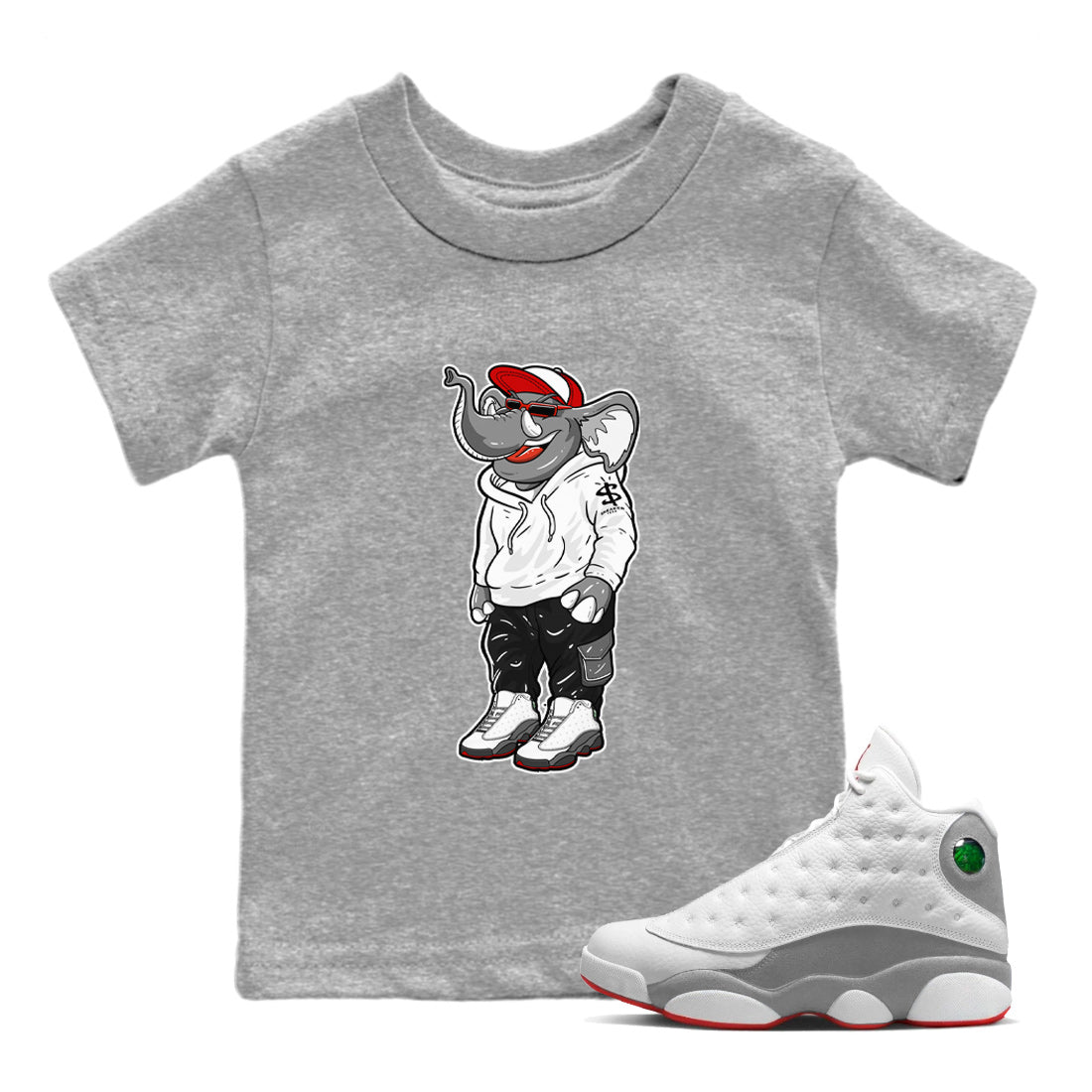 snkmatch Elephant Kids Tops - Air Jordan 13 Wolf Grey