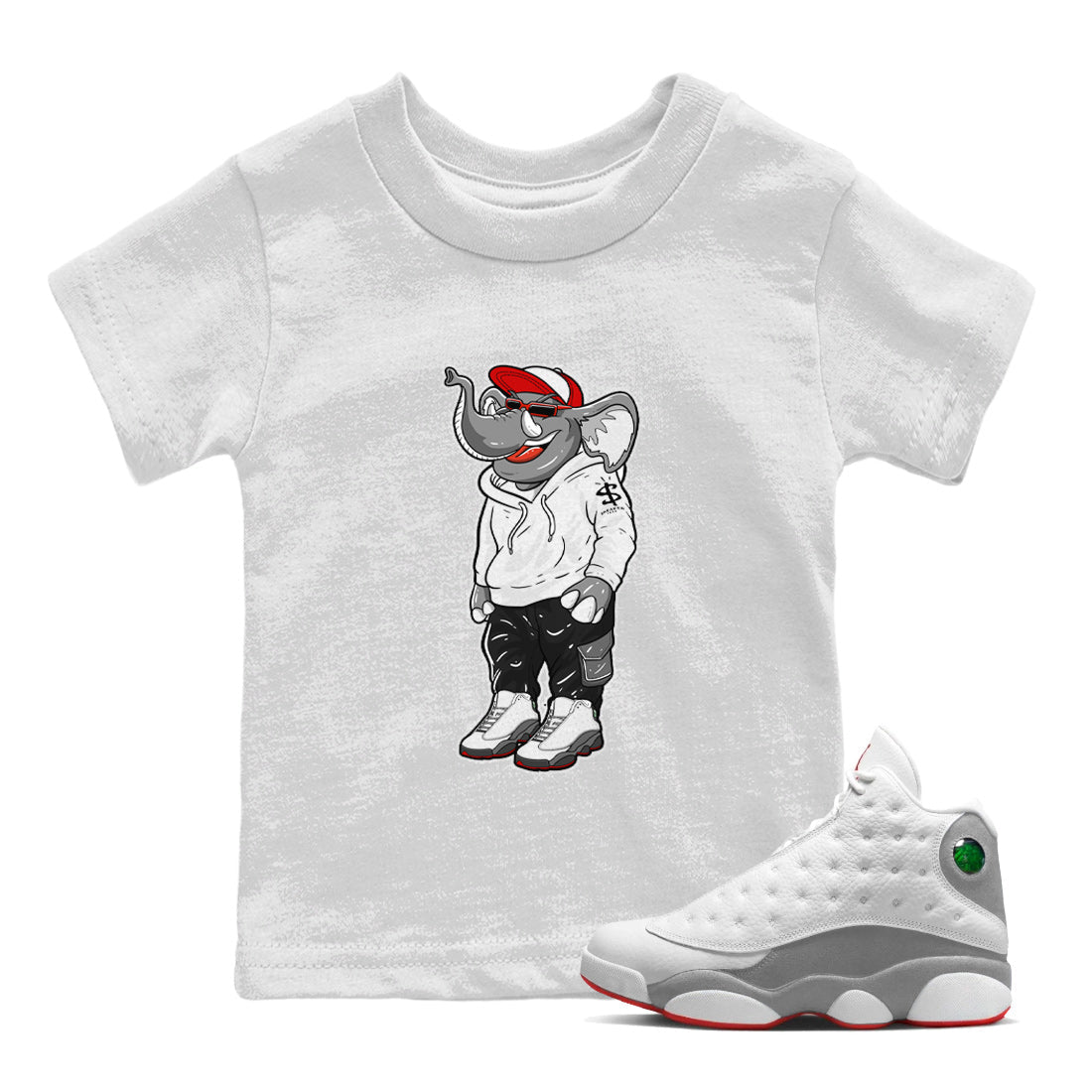 snkmatch Elephant Kids Tops - Air Jordan 13 Wolf Grey