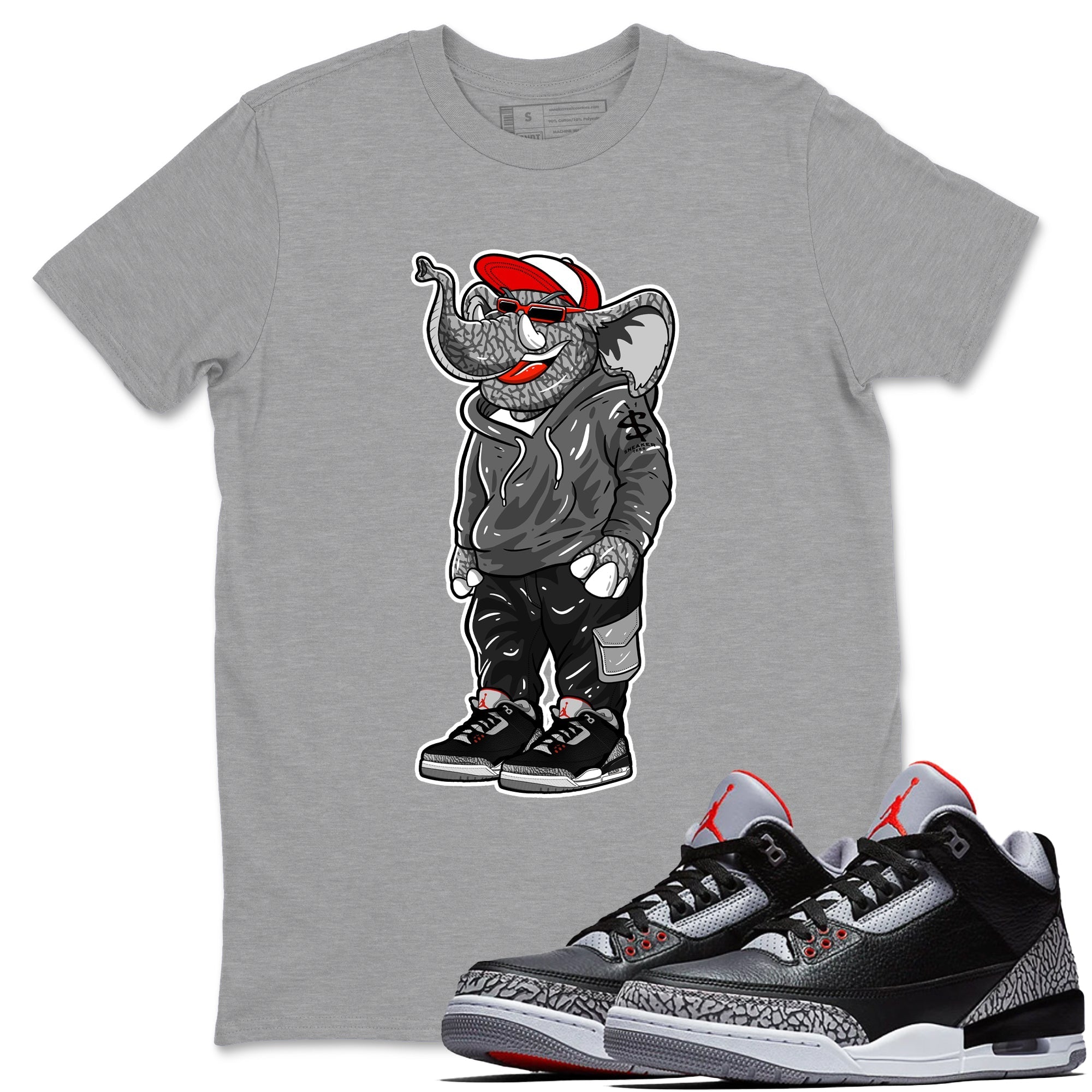 snkmatch Elephant snkmatch Tees - Air Jordan 3 Black Cement