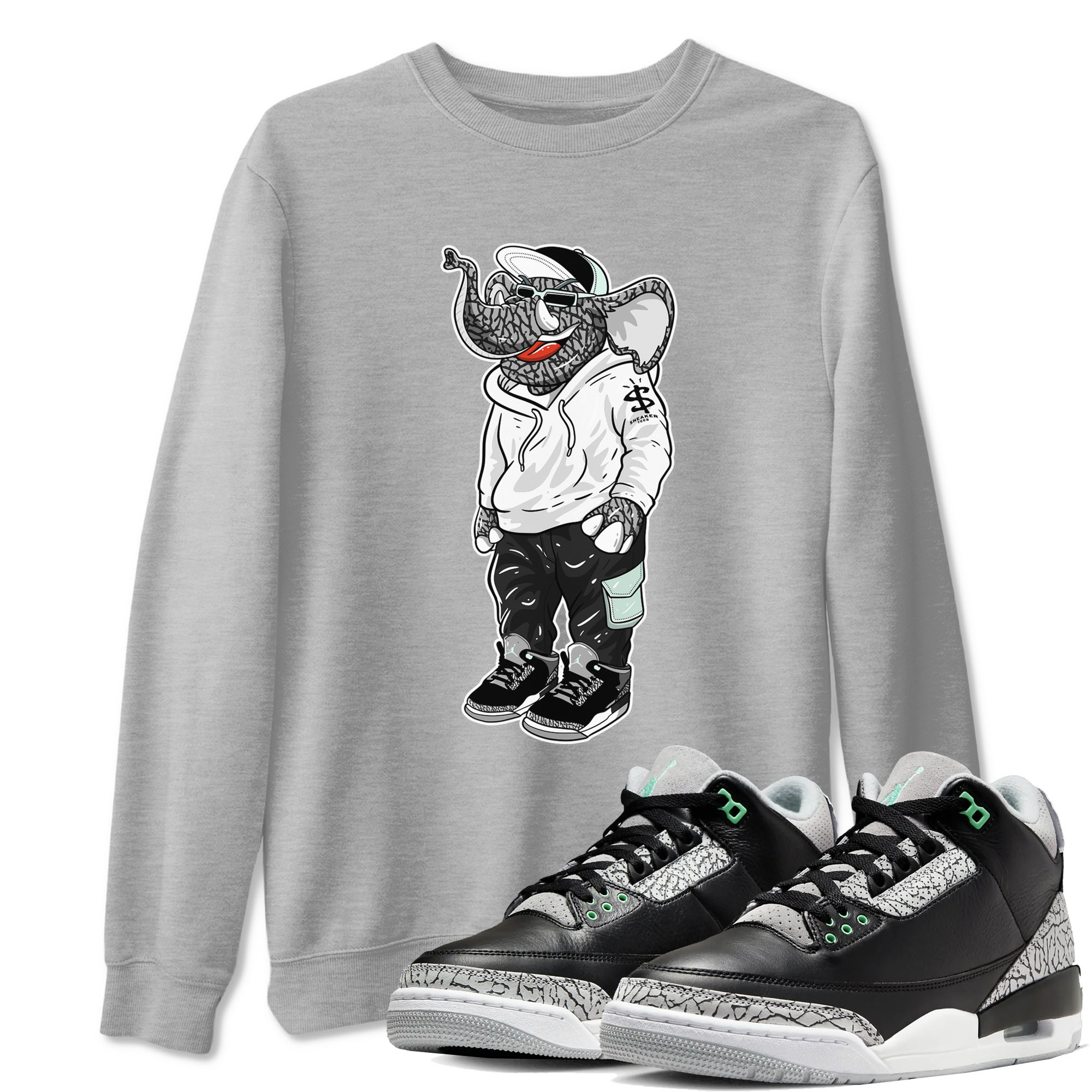 snkmatch Elephant snkmatch Tees - Air Jordan 3 Green Glow