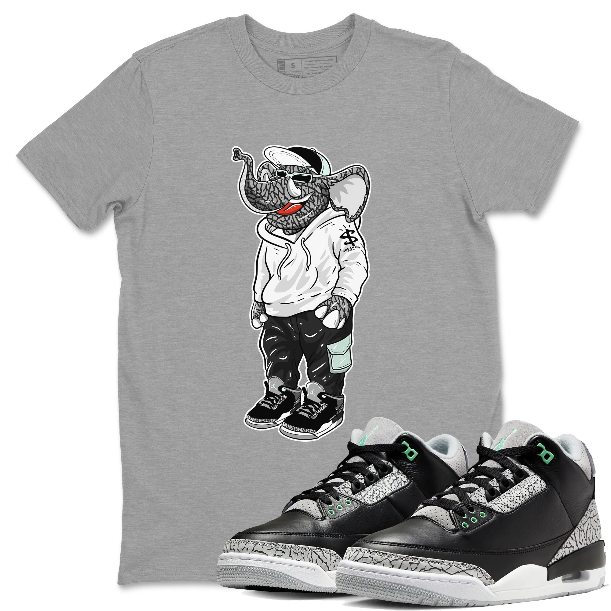 snkmatch Elephant snkmatch Tees - Air Jordan 3 Green Glow