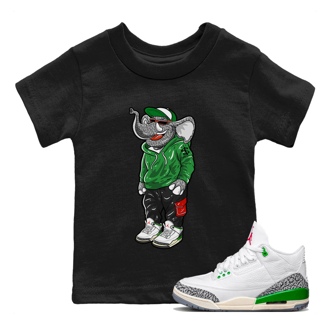 snkmatch Elephant Kids Tops - Air Jordan 3 Lucky Green