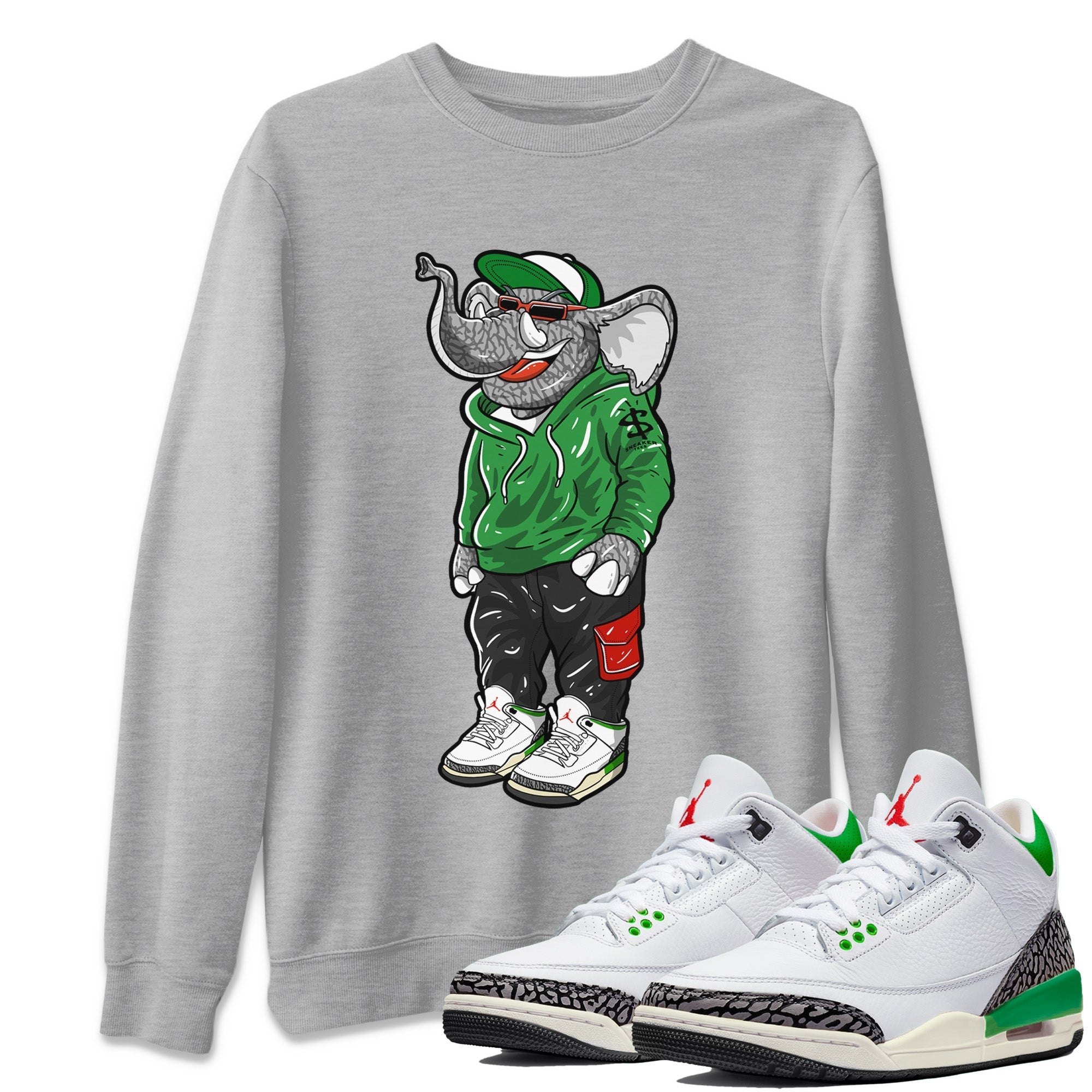 snkmatch Elephant Unisex Tops - Air Jordan 3 Lucky Green