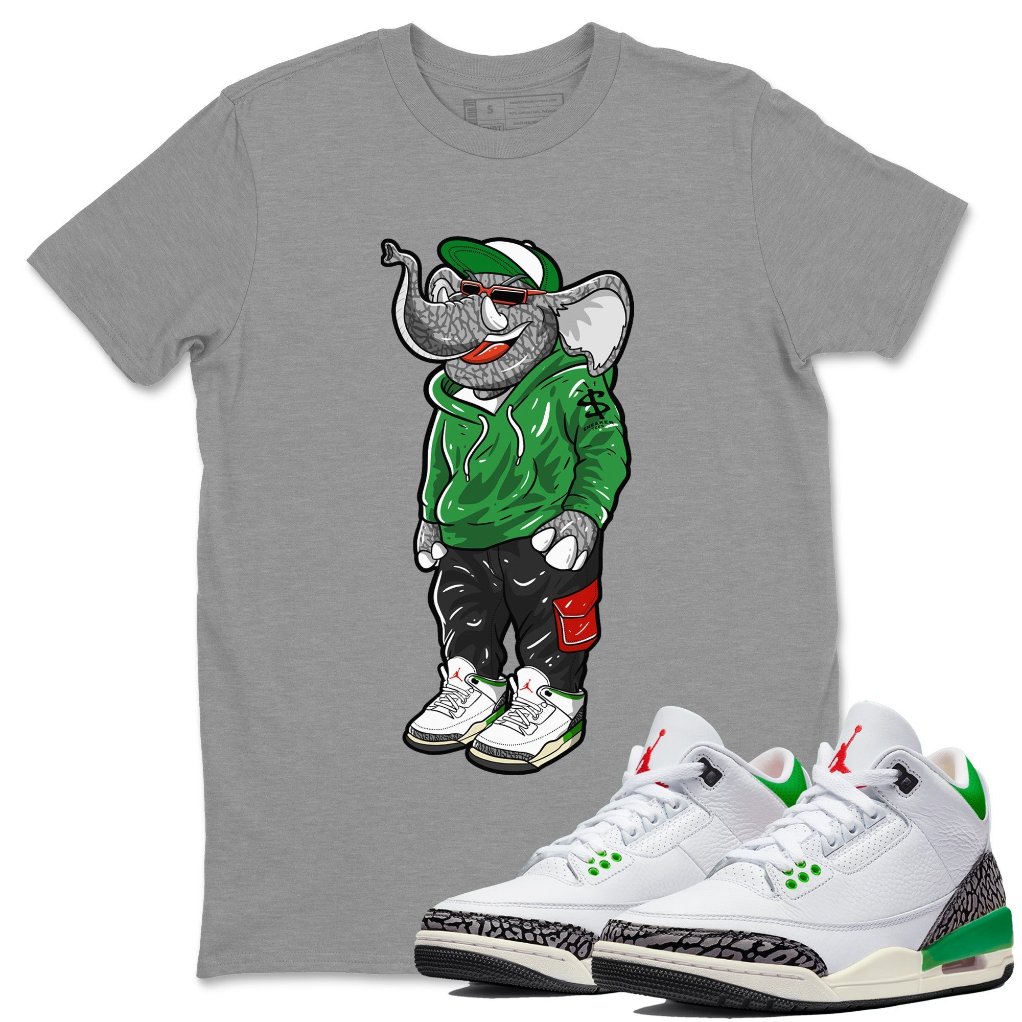 snkmatch Elephant Unisex Tops - Air Jordan 3 Lucky Green