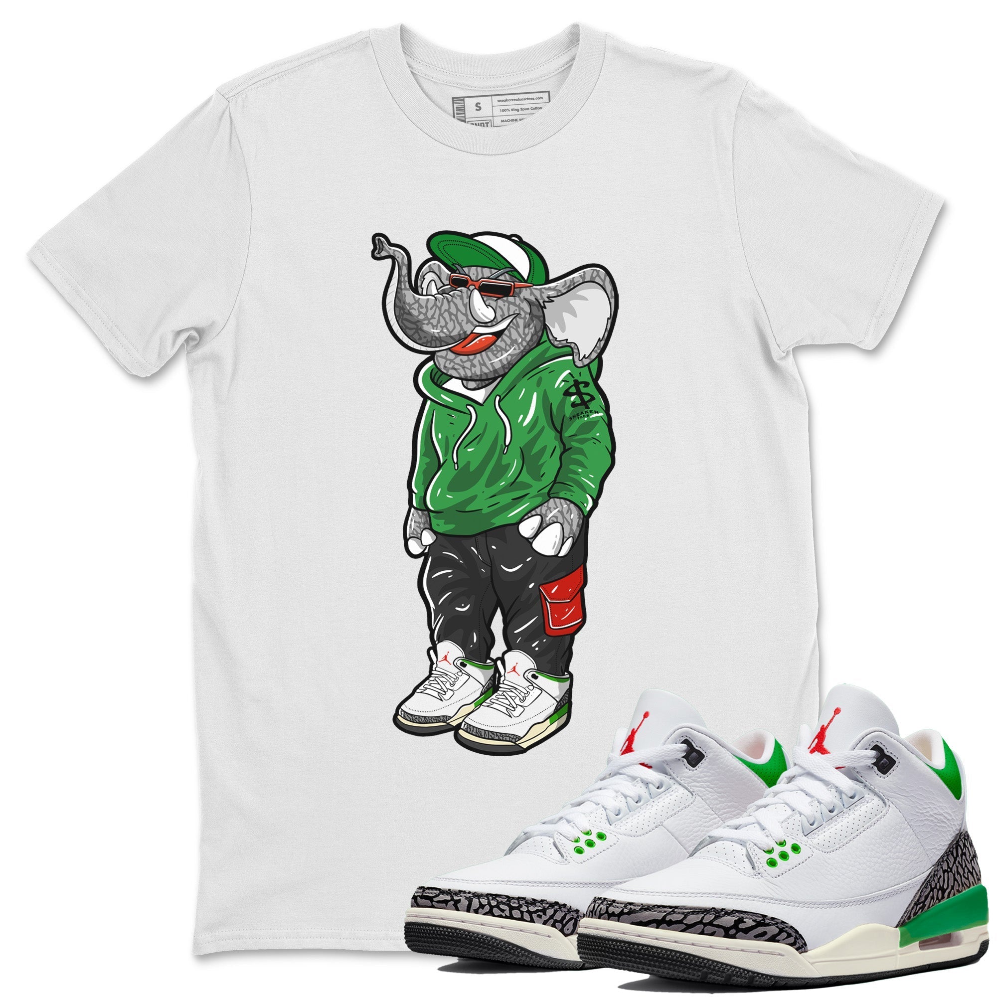 snkmatch Elephant Unisex Tops - Air Jordan 3 Lucky Green