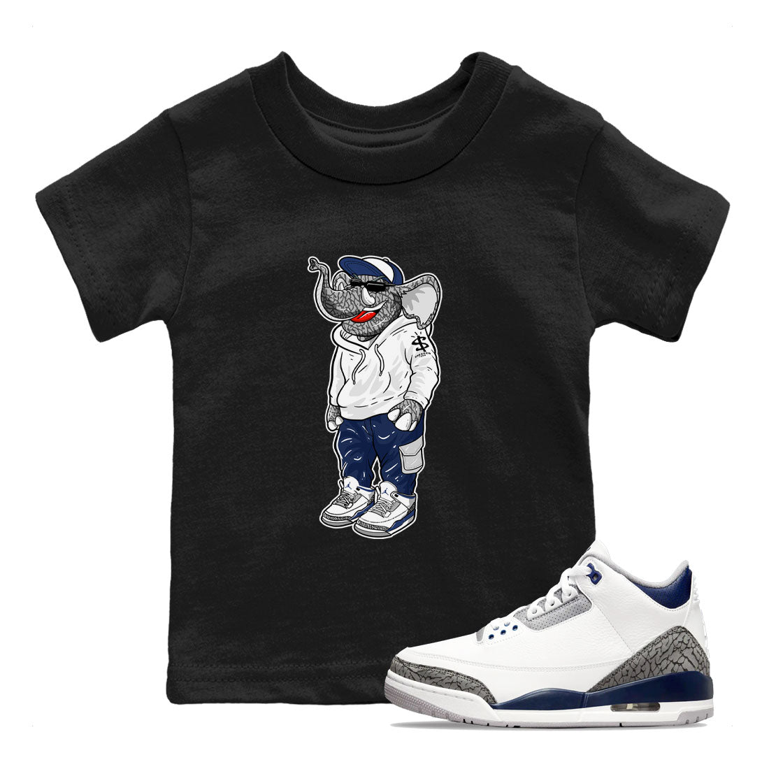 snkmatch Elephant snkmatch Tees Kids - Air Jordan 3 Midnight Navy 2023