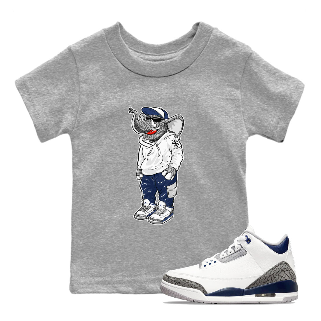 snkmatch Elephant snkmatch Tees Kids - Air Jordan 3 Midnight Navy 2023