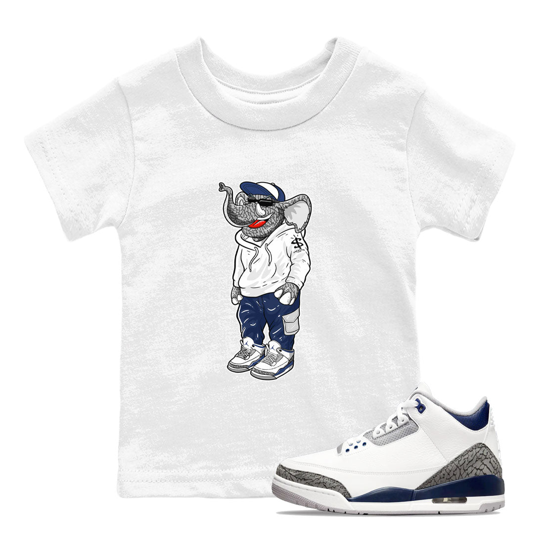 snkmatch Elephant snkmatch Tees Kids - Air Jordan 3 Midnight Navy 2023