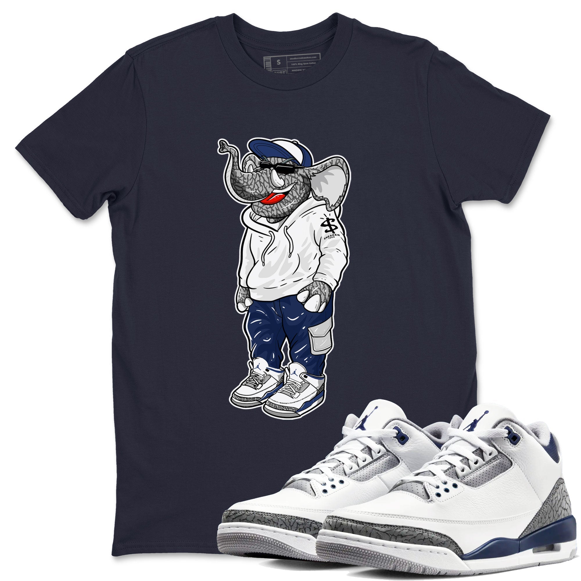 snkmatch Elephant snkmatch Tees - Air Jordan 3 Midnight Navy 2023