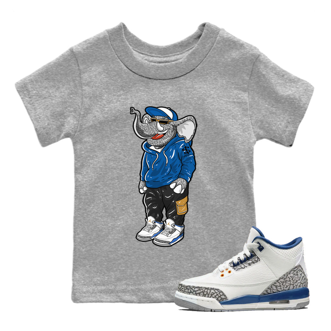 snkmatch Elephant Kids Tops - Air Jordan 3 Wizards
