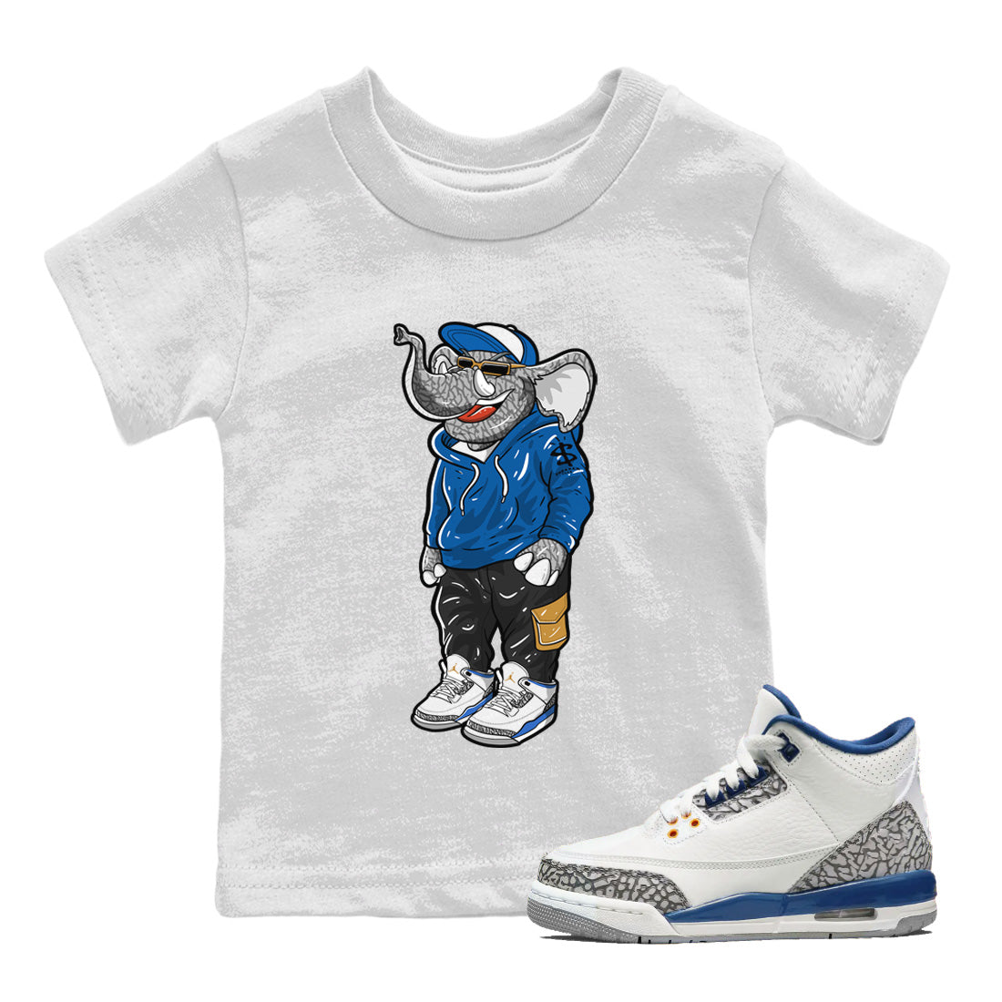 snkmatch Elephant Kids Tops - Air Jordan 3 Wizards