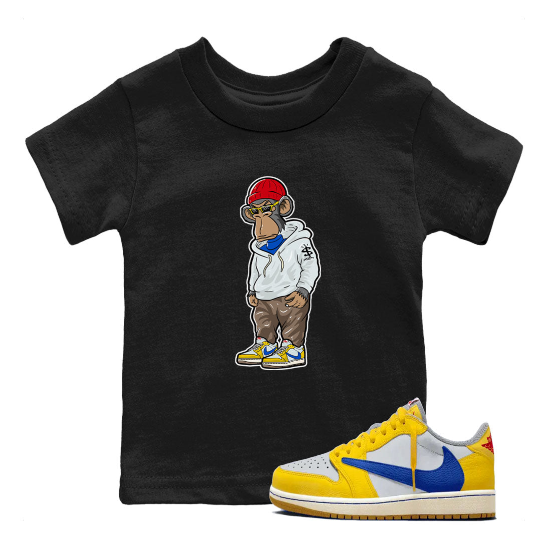 snkmatch Monkey snkmatch Tees Kids - Air Jordan 1 Travis Scott Canary