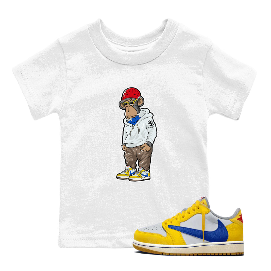 snkmatch Monkey snkmatch Tees Kids - Air Jordan 1 Travis Scott Canary