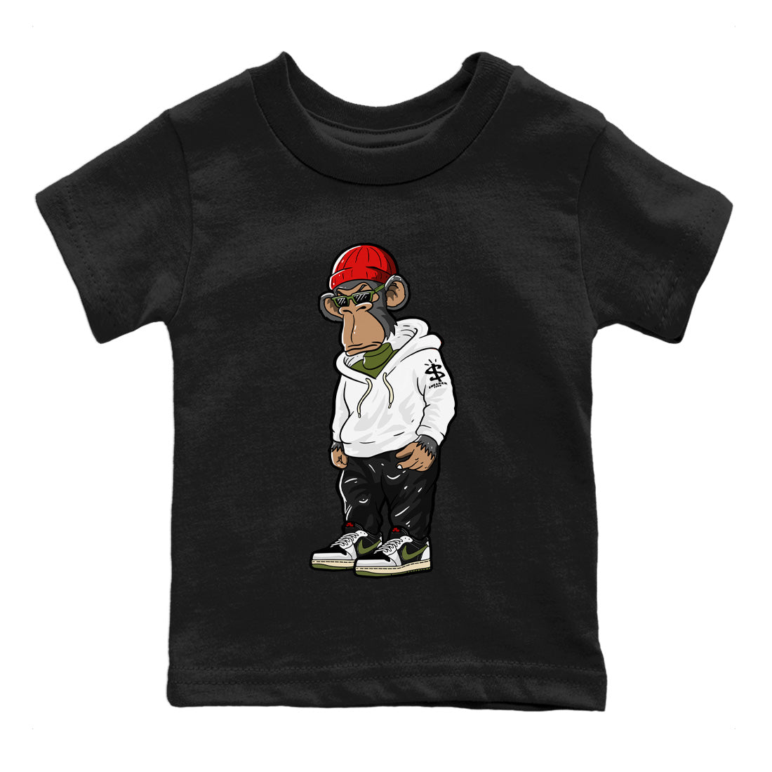 snkmatch Monkey Kids Tops - Air Jordan 1 Travis Scott Olive