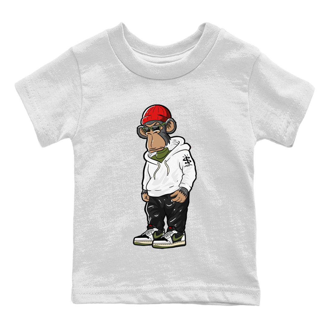 snkmatch Monkey Kids Tops - Air Jordan 1 Travis Scott Olive
