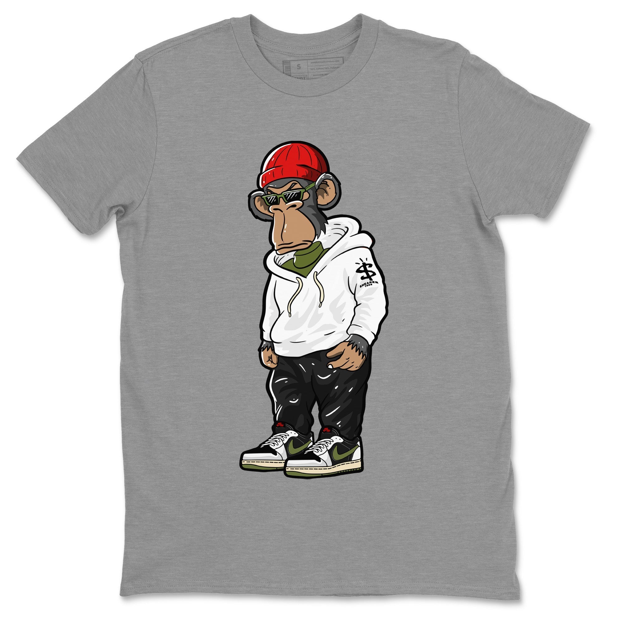 snkmatch Monkey Unisex Tops - Air Jordan 1 Travis Scott Olive