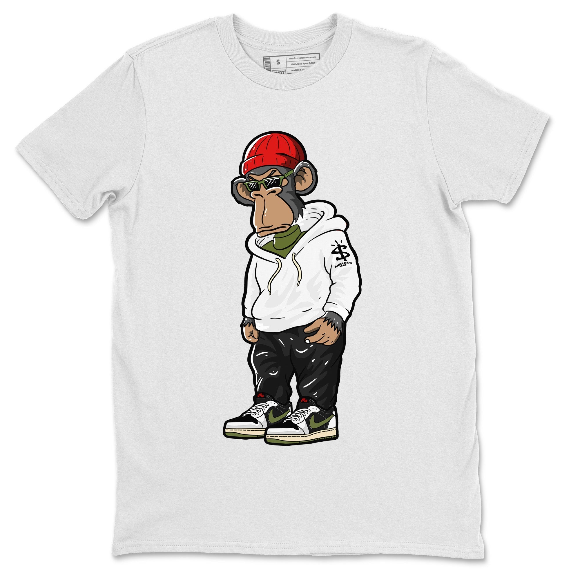 snkmatch Monkey Unisex Tops - Air Jordan 1 Travis Scott Olive