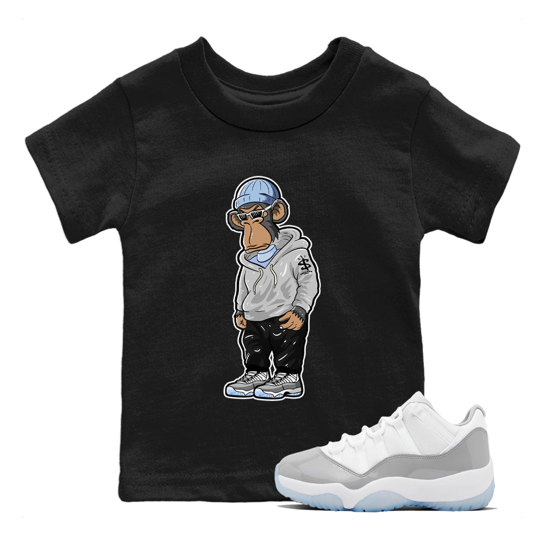 snkmatch Monkey Kids Tops - Air Jordan 11 White Cement
