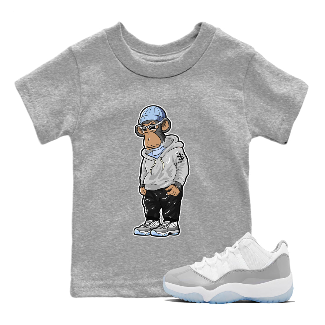 snkmatch Monkey Kids Tops - Air Jordan 11 White Cement