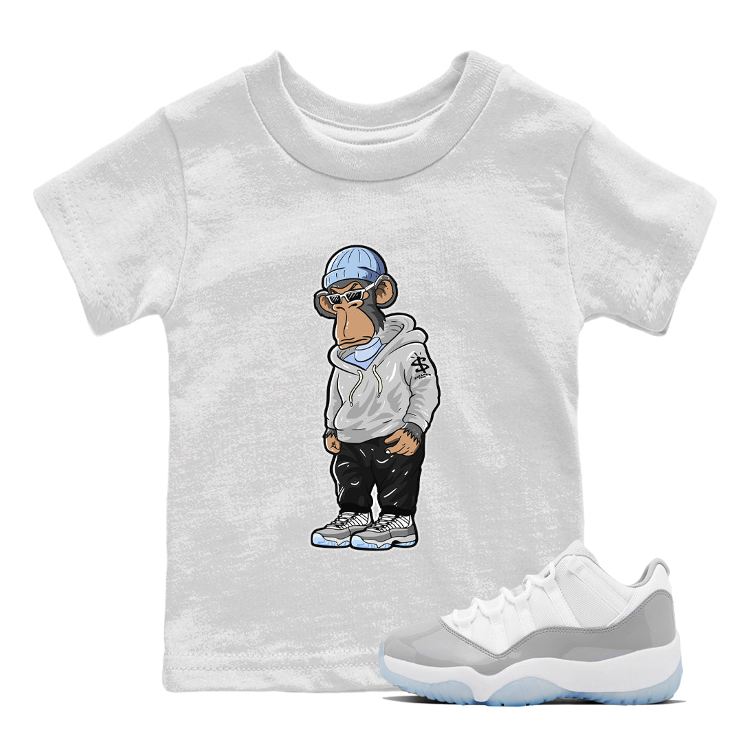 snkmatch Monkey Kids Tops - Air Jordan 11 White Cement