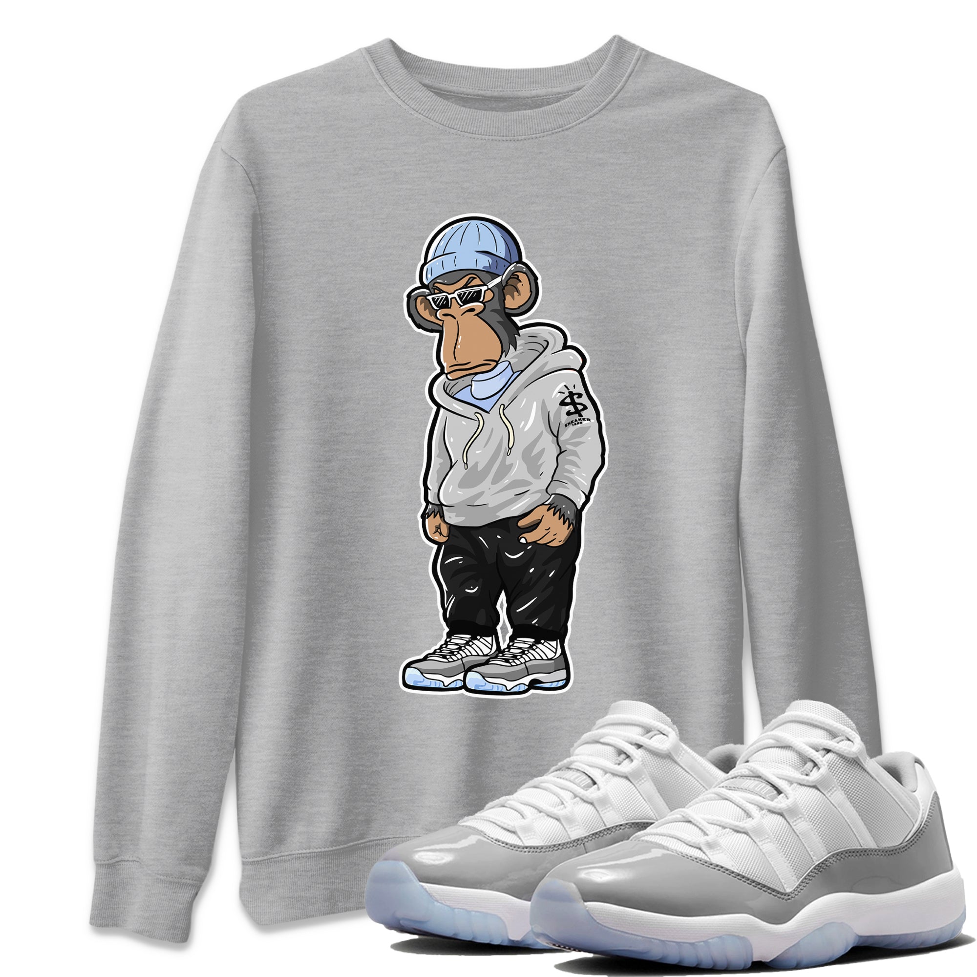 snkmatch Monkey Unisex Tops - Air Jordan 11 White Cement
