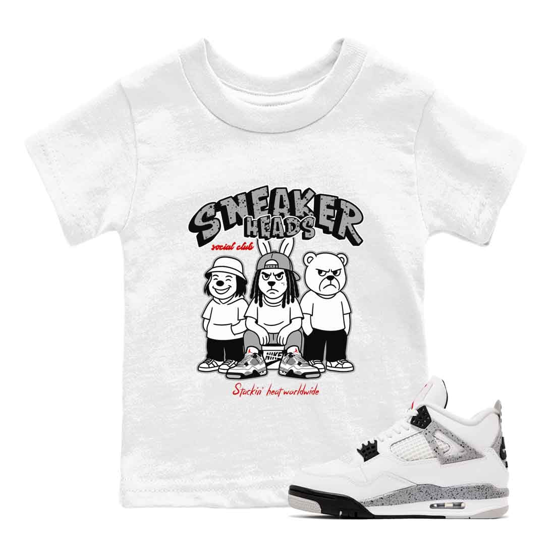 snkmatch Social Club snkmatch Tees Kids - Air Jordan 4 White Cement