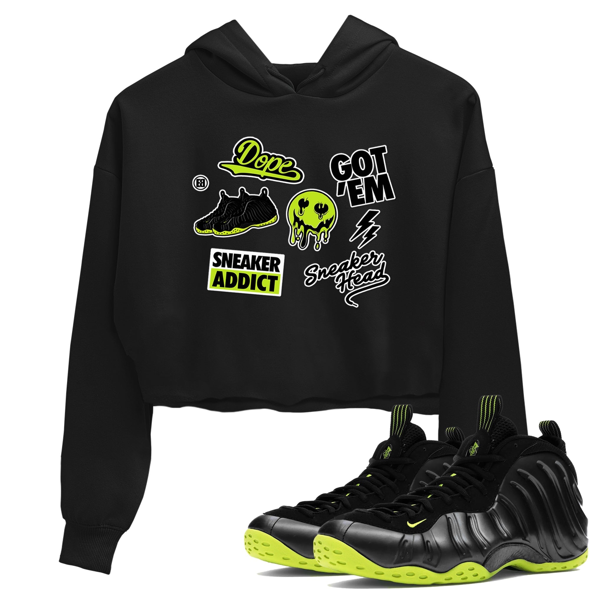 snkmatch Sticker snkmatch Women's Top - Air Foamposite One Black Volt