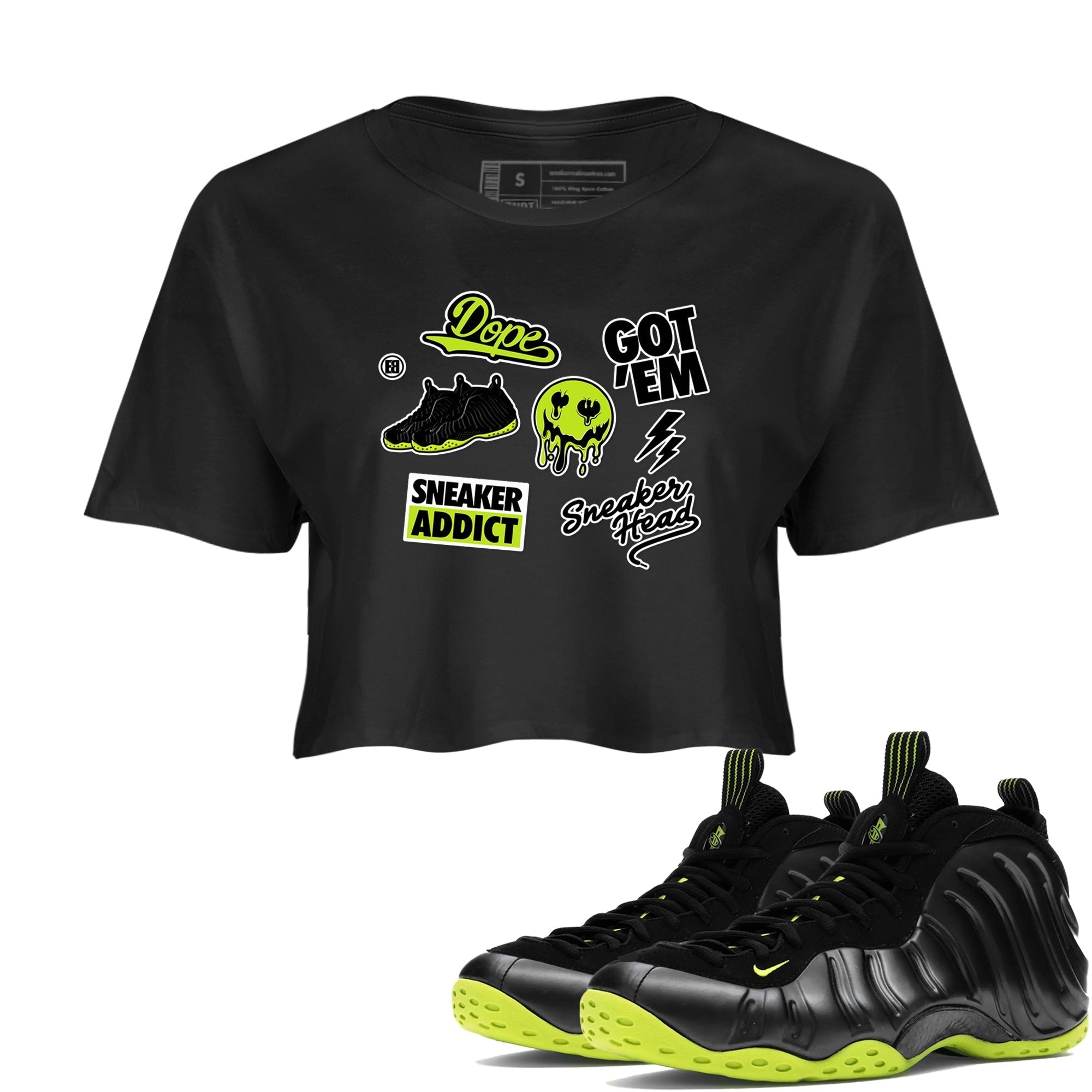 snkmatch Sticker snkmatch Women's Top - Air Foamposite One Black Volt