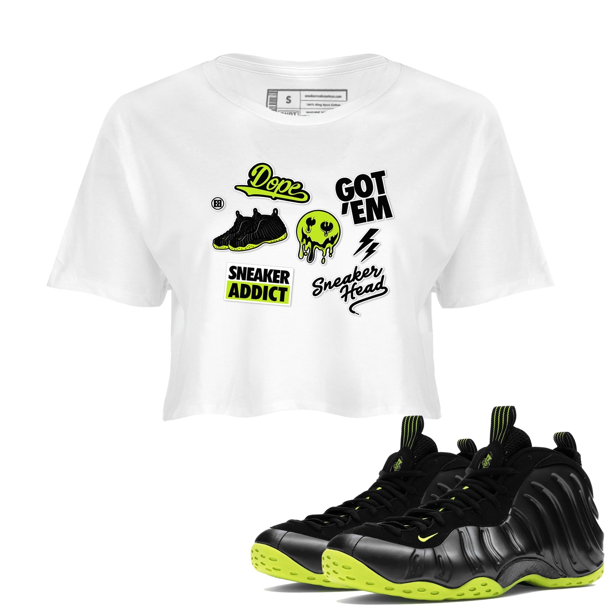 snkmatch Sticker snkmatch Women's Top - Air Foamposite One Black Volt